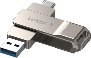 Lexar D40E 128GB Dual USB 3.2 Gen 1 Type-C Jump Drive, Champagne Silver